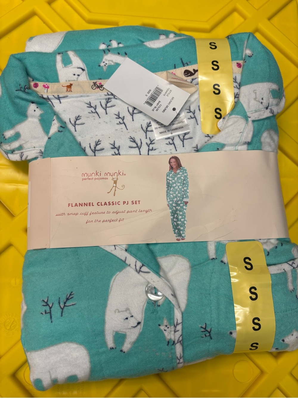 Munki Munki Small Flannel 2 Piece Pajamas Set bears Very Soft Women’s